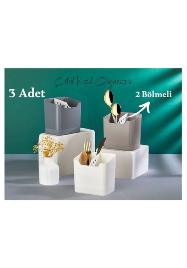 Samba 3 Adet Kaşık Çatal Organizeri - Kaşıklık Dolap İçi Organize