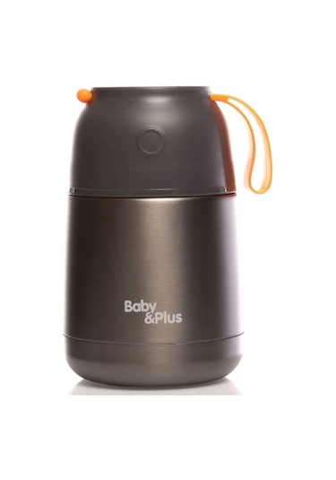 Baby Plus Vakumlu Çift Taraflı Mama Termosu 450 ML - Gri