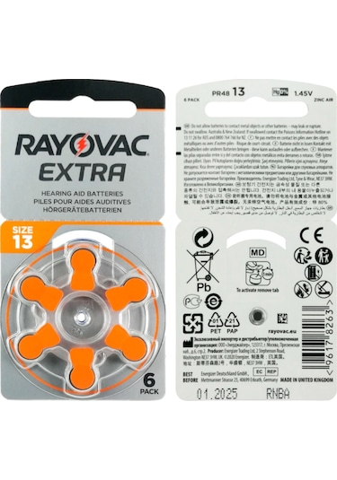 Rayovac Extra 13 Numara İşitme Cihaz Pili 6 x 5'li