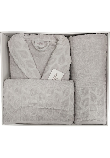 Nurpak Tek Kişilik Bornoz Seti Şalyaka-hazal Gri Beden Xl-xxl Gri