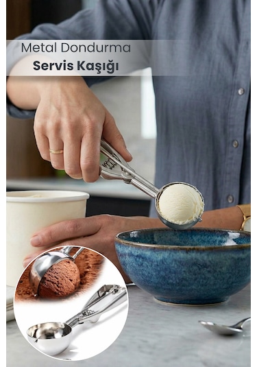 Metal Dondurma Servis Kaşığı Krom