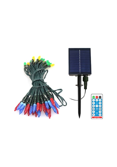 Lemestar 50 Led Renkli Güneş Enerjili Işık Süreci, 7 Metre Uzunlukta, Uzaktan Kumandalı, 8 Mod, Ip65 Su Geçirmez, Dış Mekan Dekorasyonu Çok Renkli