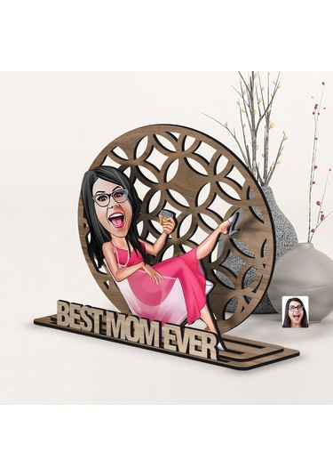 Bk Gift Kişiye Özel 3 Katmanlı Anne Karikatürlü Ahşap Biblo-6 Anneye Hediye, Anneler Günü Hediyeleri Kobitmeyen138162 Bk Gift