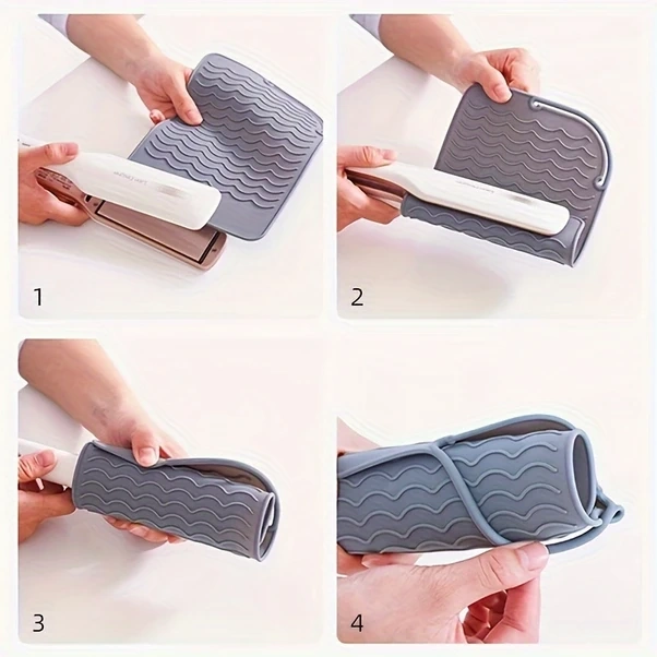 Gateesat Gri Saç Düzleştirici Ve Maşa Kaymaz Silikon Mat Gri