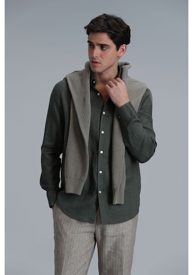 Lufian Erkek Pitaya Basic Comfort Fit Gömlek 111010611 Haki