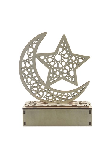 Ranyeek Ahşap Aydınlatma Dekorasyonu - Aydınlatabilir Ramazan Ayı Desenli Ahşap Heykeli, Pil Gerektirir Jm01874 Diğer