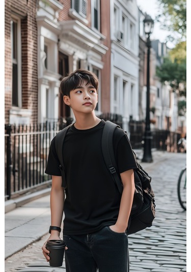 Siyah Çocuk T-shirt Kız Erkek Unisex %100 Pamuk SIYAH