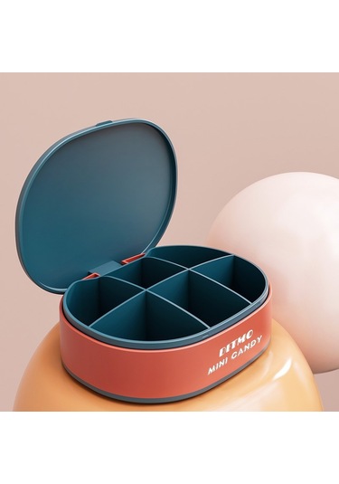 Luno Kapaklı 6 Bölmeli Taşınabilir İlaç Kutusu Lacivert