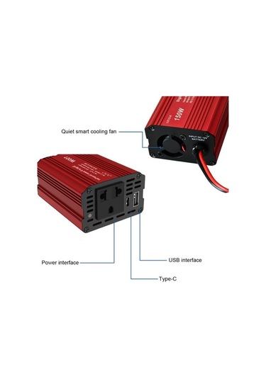 Dancemonkey 150w Güç İnvertörü 12v İla 220v Ac Araba Fişi Adaptörü Araba Çakmağı İçin Kırmızı