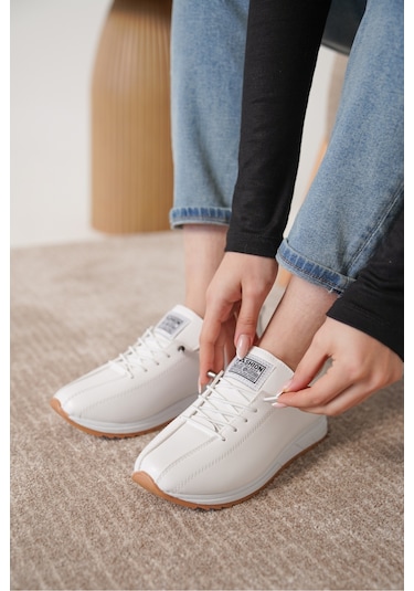 D0112 Günlük Ortopedik Kadın Sneaker Spor Ayakkabı Beyaz