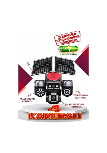 S446 4 Kameralı 3 Ptz 4g Solar Kamera