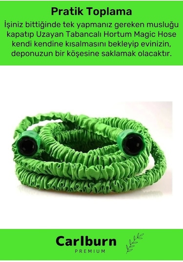 Özel Üretim Dolaşmaz Kırılmaz 7 Kademeli Uzayan Bahçe Sulama Araç Yıkama Tabancalı 30 Metre Hortum