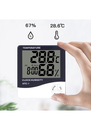 Dofolink Ev İçin Dijital Sıcaklık Ve Nem Ölçer Htc-1 - Duvar Veya Tepe Montajlı, Maksimum-minimum Belleği, Pil Dahil Değil