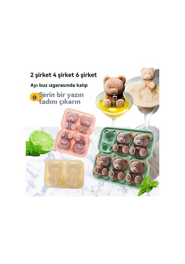 Novahub Silikon 6'lı Ayı Buz Kalıbı: Kahve, Süt, Çay, Şekerleme, Dekorasyon İçin Pembe Kalıplar Pembe