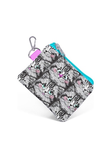 Coral High Gri Kedi Bozuk Para Çantası - Kız Çocuk