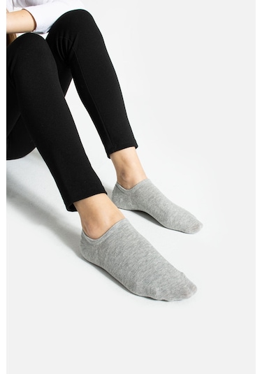 Kral Socks Kadın - Erkek Pamuklu Terletmez 10'lu - 10 Çift Yazlık Görünmez Çorap Gri