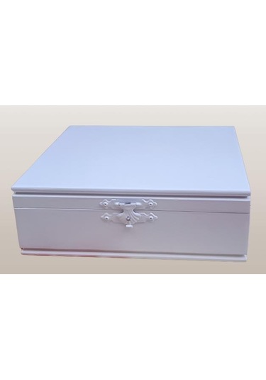 Hobi Adn Dekoratif Makyaj Kutusu Bölmeli Klipsli Parlak Beyaz Model El Yapım