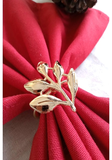 6 Adet Gold Sarmaşık Metal Peçete Halkası - Napkin Ring - Table D