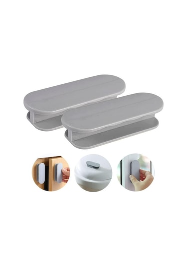 2'li Gri Balkon Kapı Kolu Seti, Kapı Kolları, Yapışkanlı Kapı Kolları, Dolap Kolları, Balkon Kapısı, Plastik Dış Yüzey, Cam Mobilya Kolu