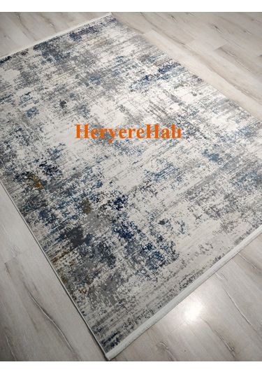 Lagos Lgs 09 Cream Blue Hav Toz Vermez Modern Makine Halısı