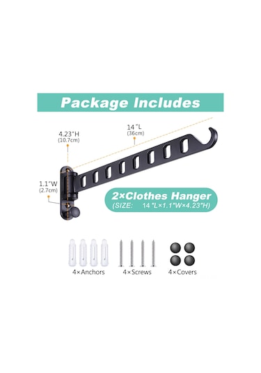 Vkemall "2'li Set Katlanır Çamaşır Askısı - Kompakt Ve Dayanıklı Alüminyum" Siyah