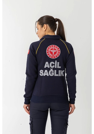 112 Acil Tıp Teknisyeni Uzun Kol Fermuarlı Sweatshirt Unisex Att005 Lacivert