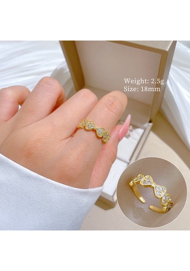 Geometrik Elmas Taşlı Yuvarlak İnci Yüzük No.96 Çok Renkli