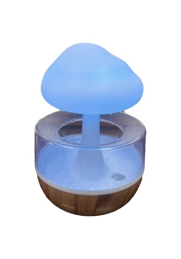 Yifomall Ev İçin Ahşap Desenli Renkli Fenerli Nemlendirici - Yağmur Su Sesli Aromaterapi Makinesi Uyku Için