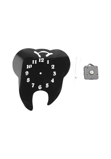 Goldenqian 2x Diş Şeklinde Duvar Saati Diş Süsü 3d Akrilik Ayna Sticker Ev Dekoru-siyah O1g193 Siyah