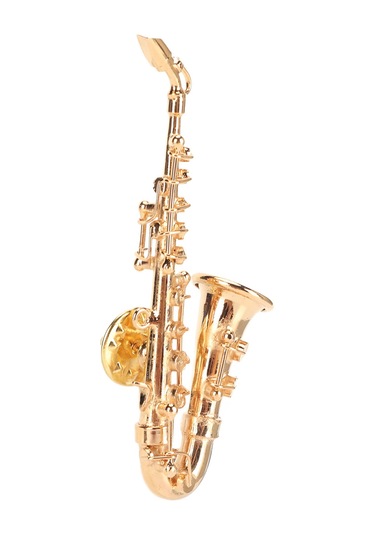 Lemestar Altın Saksafon Şekilli Müzik Enstrümanı Broş - Kaliteli Pirinçten Yapım, Kırmızı Kadife Kutuyla - Müzik Severlere Özel Öğrenci Mezuniyet Doğum Günü Hediyesi Çok Renkli