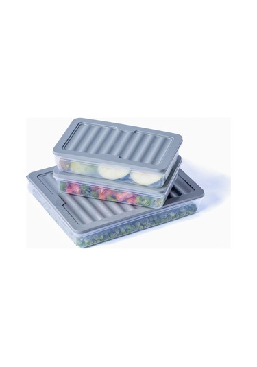 Ny Home 3'lü Set-4 Freshbox Mikrodalga Ve Difrize Uygun Saklama Kabı Gri