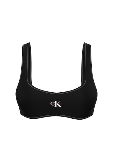 Calvin Klein Kadın Siyah Logo Detaylı Bralet Bikini Üstü-13553 Siyah