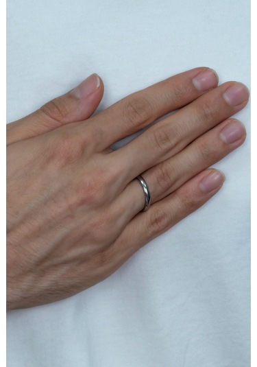 3mm İnce Bombeli Parlak Erkek Kadın Unisex Çelik Alyans Yüzük Cl27 Beyaz