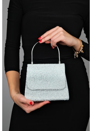 Luvishoes Lamaya Gümüş Taşlı Kadın El Çantası Gümüş