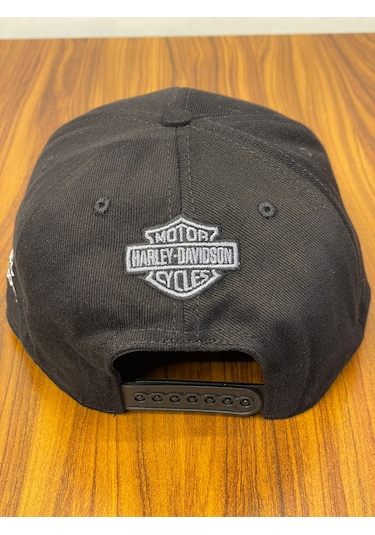 Hamze Harley Davidson Cycles Hip Hop Snapback Rapper Şapka Cap Siyah - Gri