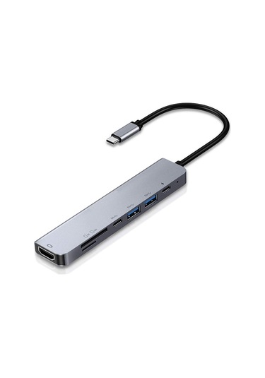 7'si 1 Arada Type-c - Hdmı + Sd/tf + 2 X Type-c + 2 X Usb3.0 Çok İşlevli Ayırıcı Adaptörü