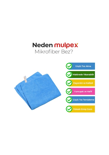 Mulpex Mikrofiber Genel Temizlik Bezi Mavi 40X40 cm. - 10 Adet