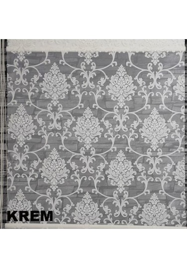 Asyhome Siyah-Krem Damask Desen Çift Mek. Tül Stor Zebra Perde