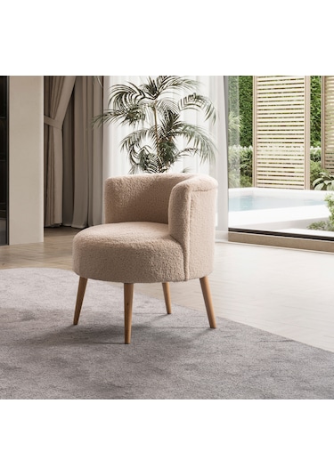 Panda Çay Seti Berjer Ve Puf Takımı Salon, Balkon, Ofis 2 Li Takım Vizon Vizon