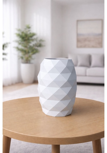Modern Dekoratif Vazo-3d Baskı Beyaz