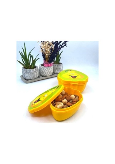 Buffer 2'li İç İçe Geçebilen Armut Model Saklama Ve Beslenme Kabı Seti 550 Ml + 250 Ml Çok Renkli