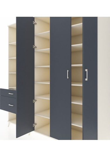 Kronos Dolap 16 Raflı 2 Çekmeceli 3 Kapaklı 220x59x243 Aytaşı-antrasit/antrasit Antrasıt/antrasıt