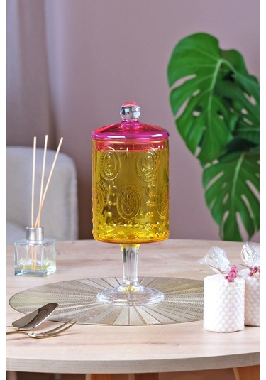 Glore Kavanoz Fleur Ayaklı Sarı Pembe 83324 Çok renkli
