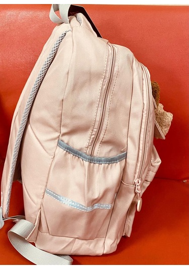 Young 51666 İki Ayıcık Maskotlu Okul Çantası Sırt Çantası Lise Çantası Spor Çanta Günlük Çanta Pembe Desenli