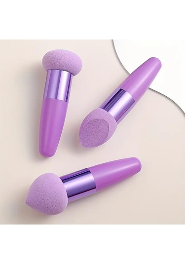 3 Adet Makyaj Süngeri Güzellik Fondöteni Karıştırma Süngeri Makyaj Süngeri Kama Fondöten Süngerleri Saplı Kozmetik Karıştırıcı Profesyonel Güzellik Süngeri Karıştırıcı