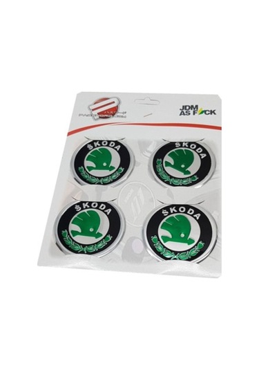 Skoda Alüminyum Yapıştırma Jant Göbeği Yeşil 4'lü 60mm 4lü