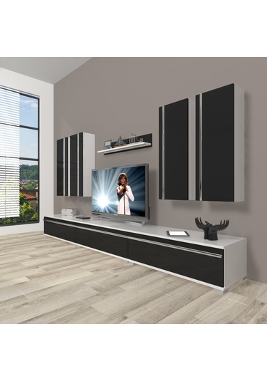 Decoraktiv Eko 8d Mdf Tv Ünitesi Tv Sehpası Beyaz - Siyah