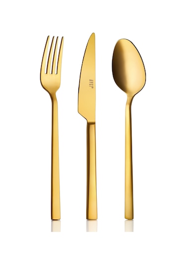 Avcı Klas Titanyum Mat Gold 72 Parça Çatal Kaşık Takımı 18-10 Altın