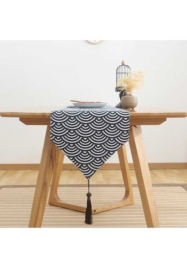 Fastbuy Pamuk Keten Çay Masası Yemek Masası 30x200cm Ölçek Retro Masa Bayrağı Masa Örtüsü Çok Renkli Çok Renkli