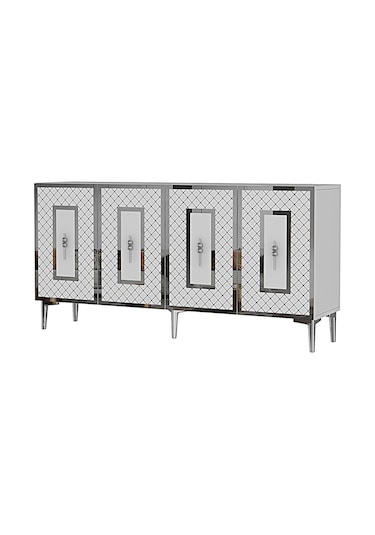 Ka1510bs Puma Konsol, Tv Sehpası Beyaz-sılver 150cm Beyaz-sılver